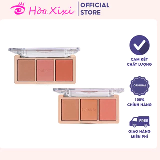 Bảng phấn má Habaria Pro 3 Colors Blusher Palette 3 ô tone cam hồng siêu xinh bám phấn