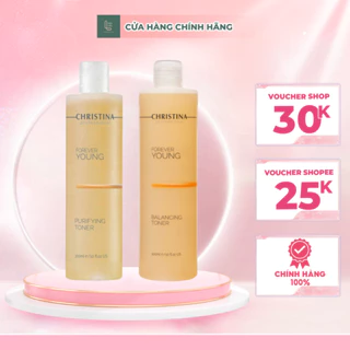 Set sữa rửa mặt và Toner Christina Forever Young 300ml cấp ẩm, đẩy lùi lão hóa da, làm sạch dịu nhẹ cho da