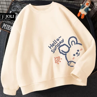 Áo Sweater Hello Sunday Nam Nữ By JOLI Unisex Chất Nỉ Lót Bông Form Rộng