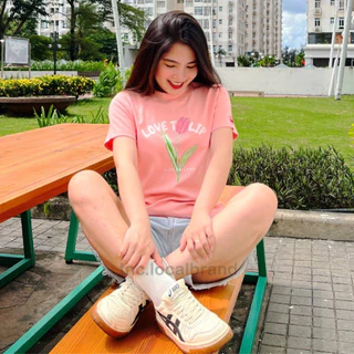 Baby Tee Hồng Áo Thun Nữ Local Brand TNC Phối Set Chân Váy Túi Hộp Đen Kiểu Phông Hoa In Chữ Trắng "Love Tulip" 230GSM