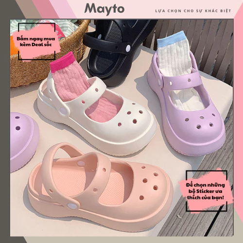 Dép mary jane nữ ,dép sục Mayto đế cao 5cm trơn basic XIXITIAO quai hậu dễ thương Hàn Quốc CS-14