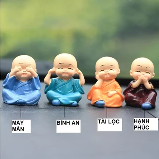 Bộ Tượng 4 Chú Tiểu Bốn Không, Mang Lại Bình Yên, May Mắn, Để Bàn Làm Việc, Xe Hơi, Để Trang Trí trong nhà