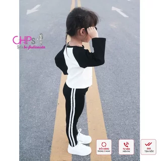 Quần legging Thể Thao Thu Đông Phối Lé Dọc Quần Cho Bé Gái