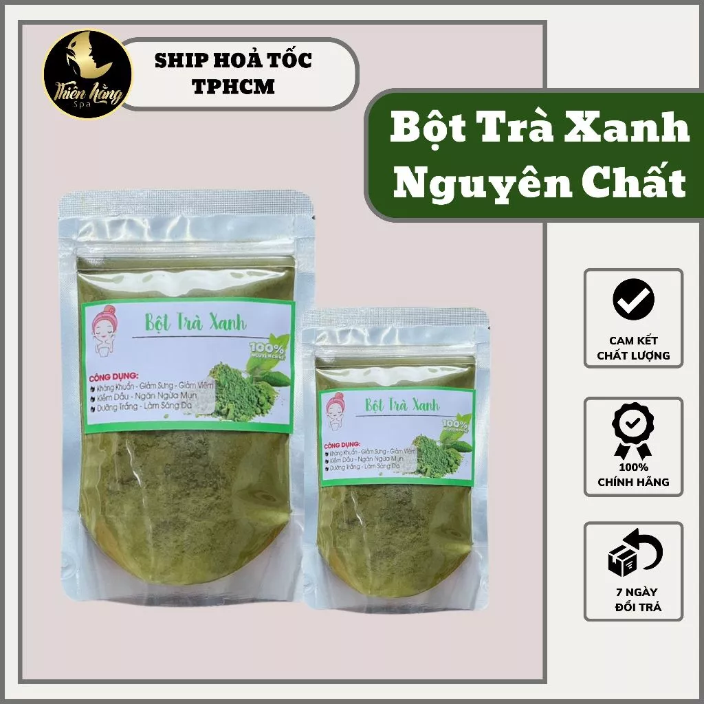 Bột trà xanh đắp mặt nguyên chất Thienhangspa - Bột trà xanh hữu cơ organic