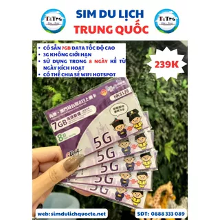 SIM DU LỊCH TRUNG QUỐC CHINA UNICOM 7GB/ 8 NGÀY