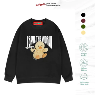 Áo Sweater Unisex Local Brand Nam Nữ Dài Tay Form Rộng Phong Cách Hàn Quốc SAVE THE WORLD Chất Vải Nỉ Bông Ấm Áp