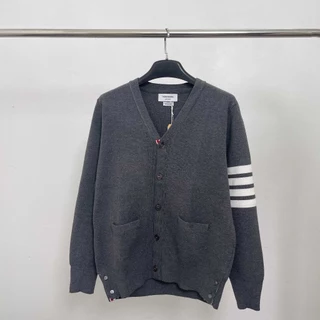 Áo cardigan TB Grey 4 bar kẻ sọc trắng cổ V hàng best cao cấp