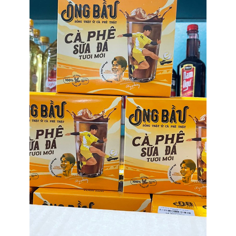 [Hộp 10 Gói 24g]Cà Phê Sữa Đá Ông Bầu Hộp Vàng 240g 10 Gói, cà phê ob, ob cafe-TUH Store