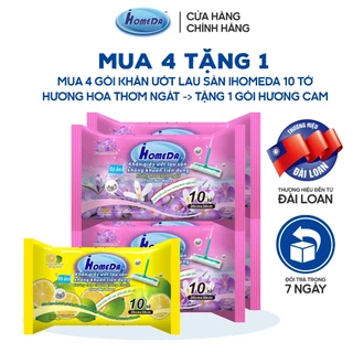 (Mua 4 Tặng 1) Khăn Ướt Lau Sàn iHomeDa Hương Hoa Thơm Ngát (10 Tờ/ Gói)