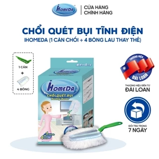 Chổi Quét Bụi Tĩnh Điện iHomeDa (1 Cán + 4 Bông Lau)