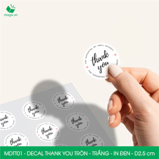 MDTT01 - D2.5cm - 50 Sticker Thank you, decal Thank you tròn dán hộp carton, tem cám ơn, nhãn dán cảm ơn