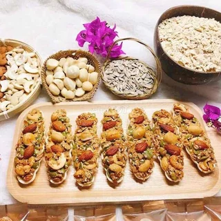 Bánh thuyền mix hạt có Macca không đường Bánh ăn kiêng hỗ trợ giảm cân Bánh hạt dinh dưỡng ngũ cốc ăn chay