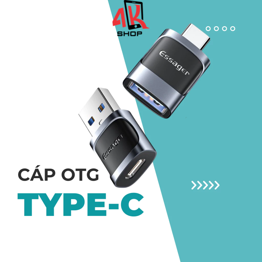 Cáp OTG Type c ESSAGER chuyển đổi từ usb sang type c đa năng tốc độ cao sạc nhanh Typw-c OTG
