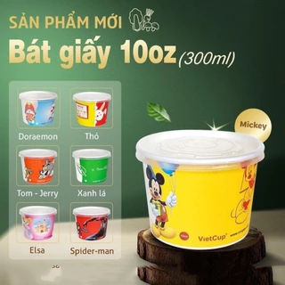 50 cốc kem giấy 10oz ~ 300ml ly có nắp đựng chè canh sôt nước chấm - Paper cup Hộp giấy