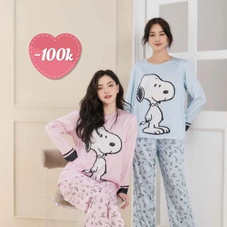 Pyjamas M01 Happii Babii - Dài tay cổ tròn họa tiết SNOPPY dễ thương in nổi