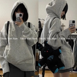 Áo hoodie len màu ghi trơn phối túi trước bụng phong cách thể thao năng động - Tiktik