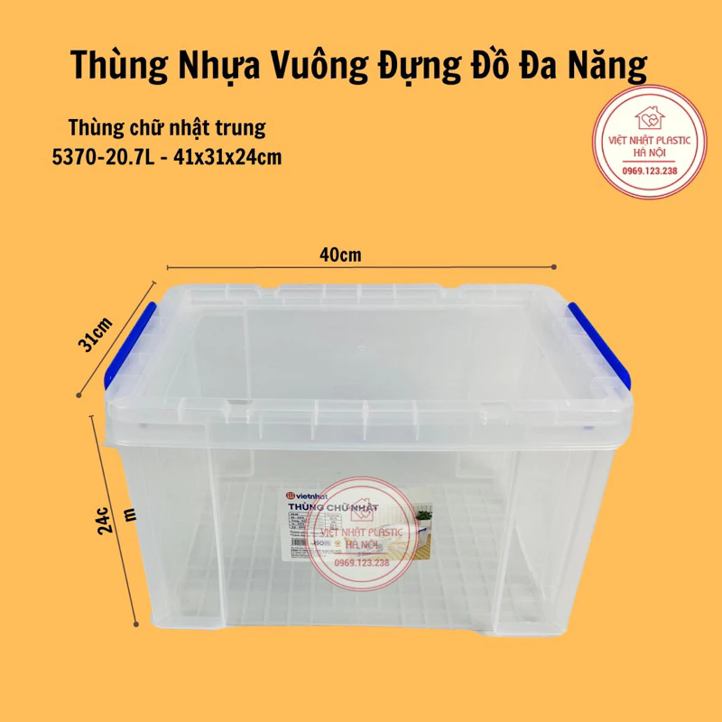 THÙNG NHỰA CHỮ NHẬT GIẢ MỸ VIỆT NHẬT CÁC CỠ 20L/35L