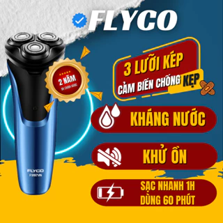 Máy Cạo Râu Flyco FS197VN 3 Lưỡi Kép Thân Máy Kháng Nước Sạc Nhanh 1 Giờ - Hàng Chính Hãng