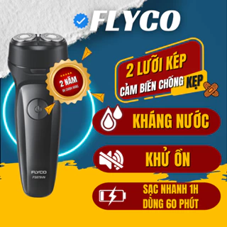 Máy Cạo Râu Flyco 2 Lưỡi Kép Thân Máy Kháng Nước Sạc Nhanh 1 Giờ FS879VN Hàng Chính Hãng