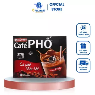 (Mã NSF02P130 giảm 30K) Cà phê phố sữa đá hòa tan thơm ngon sánh mịn hộp 10 gói 24g POL MART