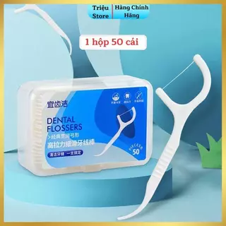 Tăm Chỉ Nha Khoa Tiệt Trùng Hộp 50 Cái An Toàn Dịu Sợi Chỉ Mảnh Bảo Vệ Răng Miệng