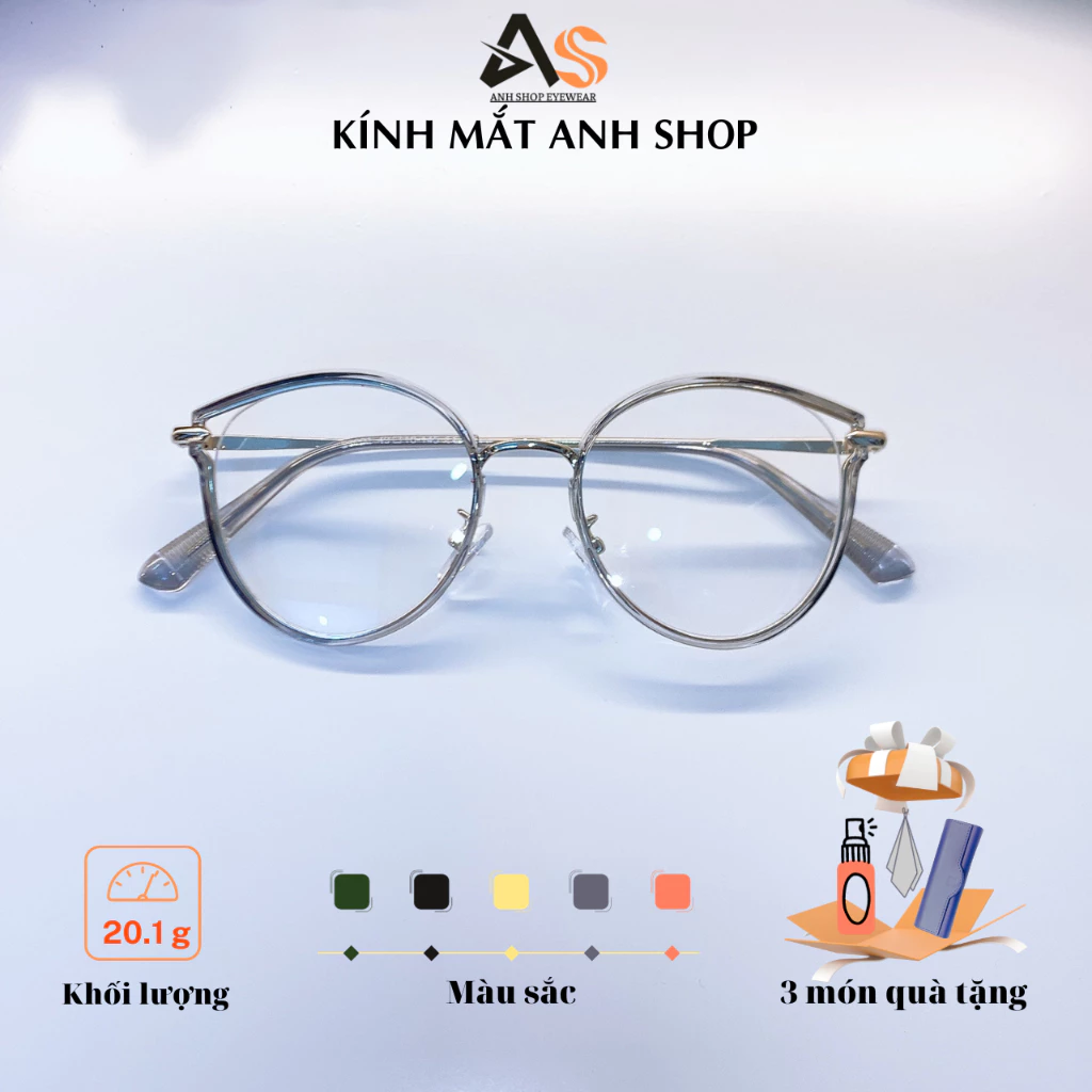 Kính tròn to mắt mèo thời trang nữ chất liệu kim loại 23001A