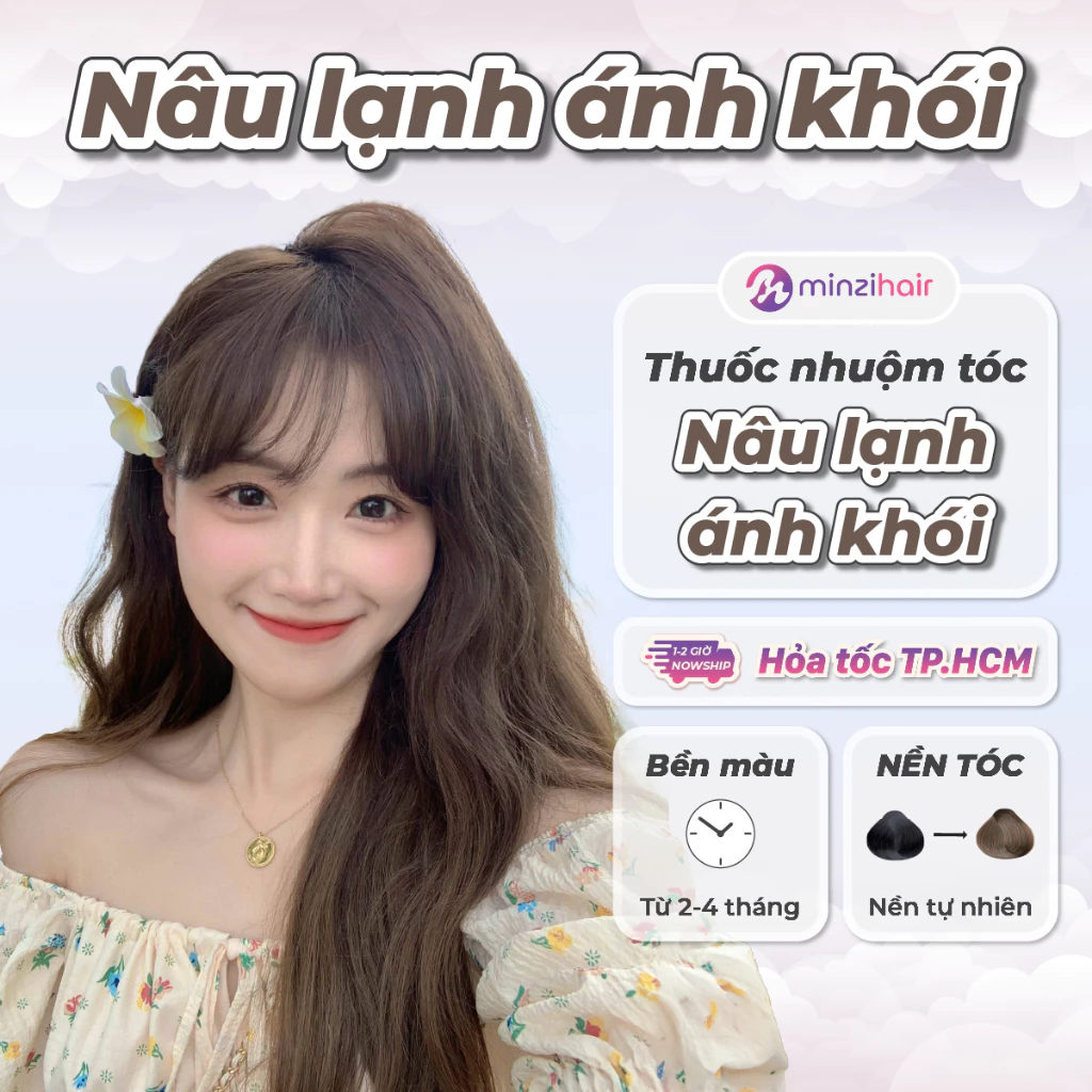 Thuốc nhuộm tóc Màu Nâu Khói Lạnh (Nâu Lạnh Ánh Khói) - Lên Từ Nền Đen Không Tẩy - Minzihair, Minzihair HCM