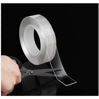 Băng Keo Pu tape 2 Mặt Trong Suốt Siêu Dính Dài 2m, bản 2cm, dày 2mm, có thể tái sử dụng brtv