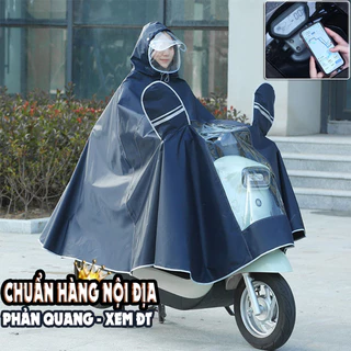 Áo mưa LD đi xe máy, xe điện che phủ toàn thân, có tai gương và viền phản quang kèm kính chắn mưa siêu bền