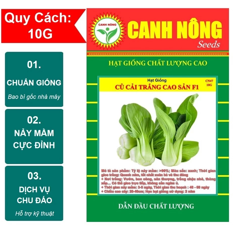 [BÁN SỈ] GÓI 10 G Hạt Giống Rau Cải Thìa (Cải Chíp- Cải hít) - Shop hạt giống CANH NÔNG