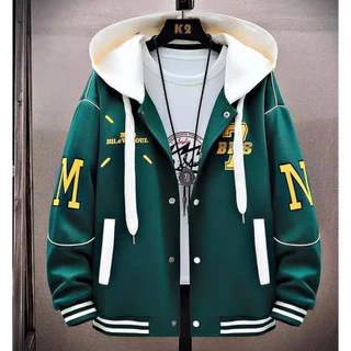 Áo Khoác Hoodies Zip Nỉ Mềm Phối Nón Khác Màu 2 Lớp Thiết Kế In Chữ Trẻ Trung