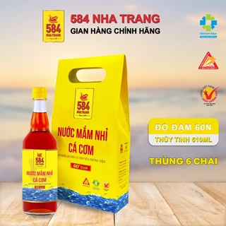 [Đặc Biệt] Nước Mắm 584 Nha Trang 60 Độ Đạm - Thùng 6 Chai Thủy Tinh 510ml, T0560-6