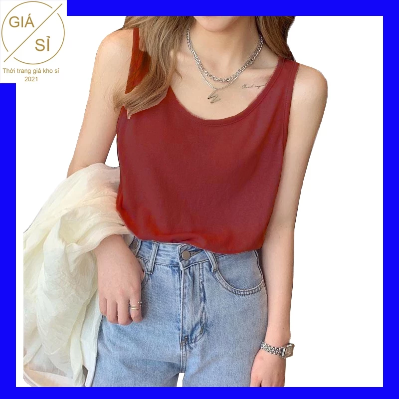 Áo ba lỗ nữ form rộng trơn áo 3 lỗ nữ trơn thun cotton 2 size