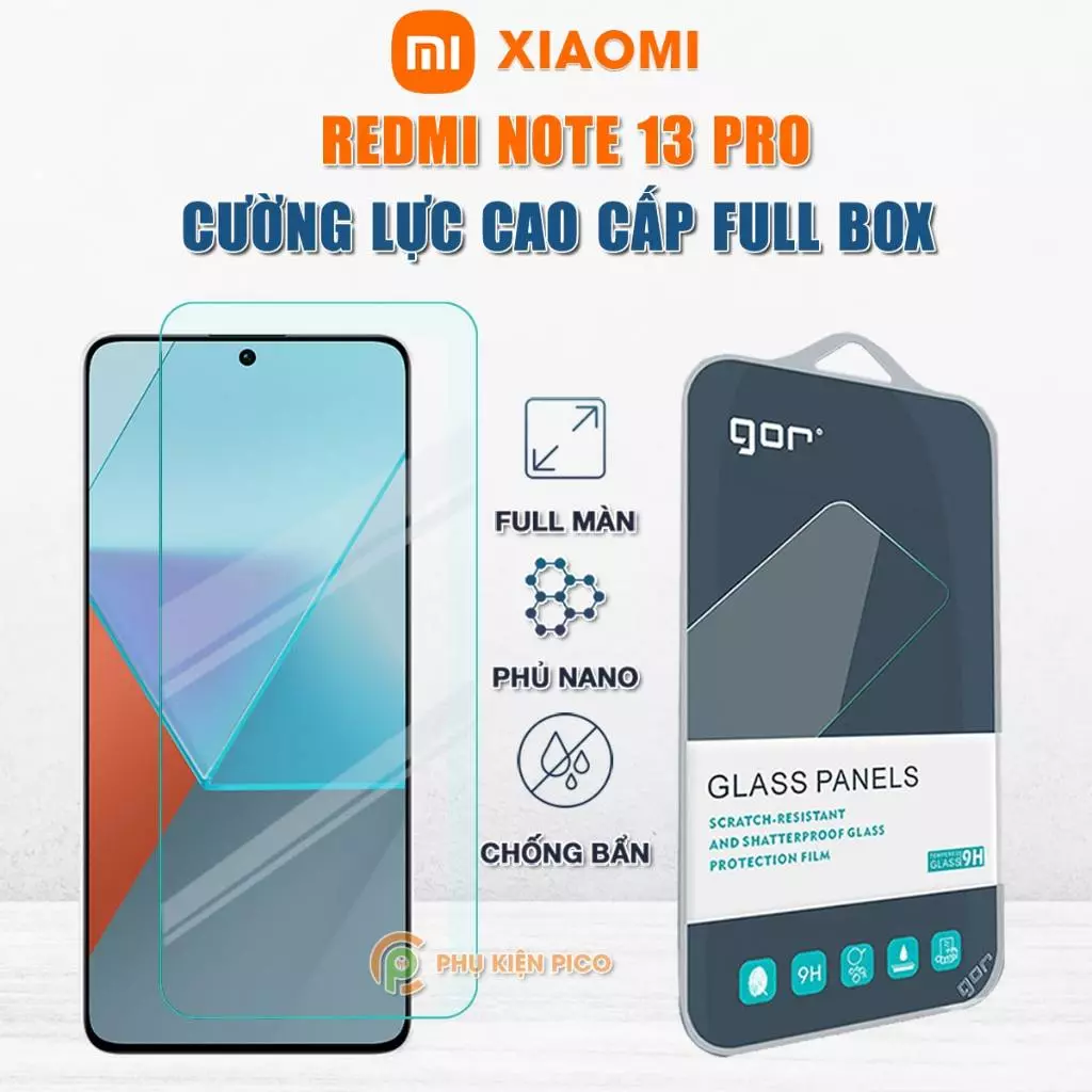 Kính cường lực Xiaomi Redmi Note 13 Pro full màn hình chính hãng Gor - Dán màn hình Xiaomi Redmi Note 13 Pro