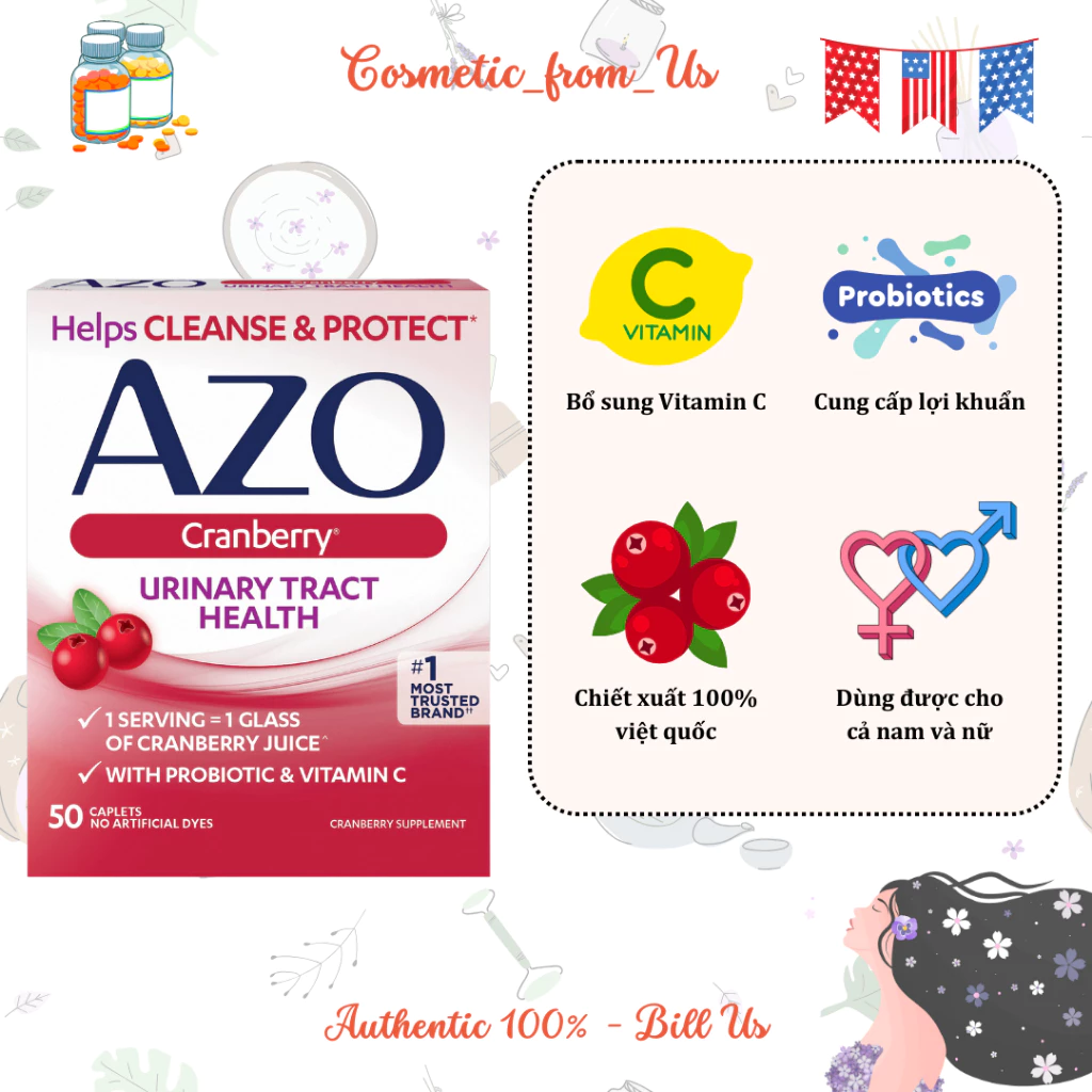 [Hỏa tốc SG] Viên Uống Azo Cranberry Urinary Tract Health của Mỹ