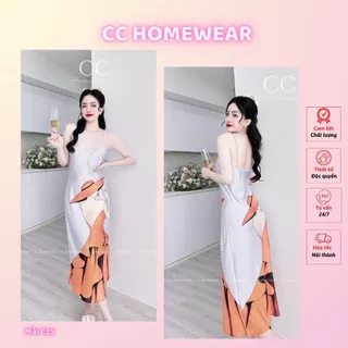 Đầm dây dáng dài váy đuôi cá in hình C35 hàng hiệu CC HOMEWEAR