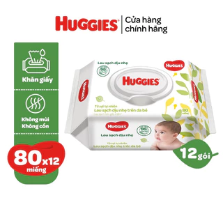 [Hàng công ty]Thùng 12 gói khăn ướt huggies loại 80 tờ không mùi