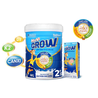 Sữa  bột Nuvi Grow 2+ lon 900g cho bé trên 2 Tuổi - Tăng chiều cao - Dinh dưỡng tối ưu chiều cao, thông minh, khoẻ mạnh