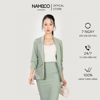 Áo khoác blazer tay nhún nữ Namandco công sở 2 lớp mềm mát không nhăn thanh lịch size S,M,L,XL màu xanh, be NJ0175