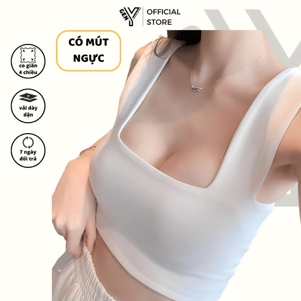 Áo 2 dây có mút ngực dây bản to may 2 lớp dày dặn áo kiểu croptop hở eo ôm body siêu tôn dáng 2D5