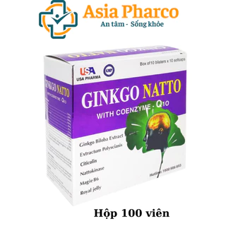 Viên uống Ginkgo Natto hỗ trợ giúp lưu thông máu não, giảm đau đầu, chóng mặt - Hộp 100 viên