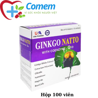 Viên uống Ginkgo Natto hỗ trợ giúp lưu thông máu não, giảm đau đầu, chóng mặt - Hộp 100 viên