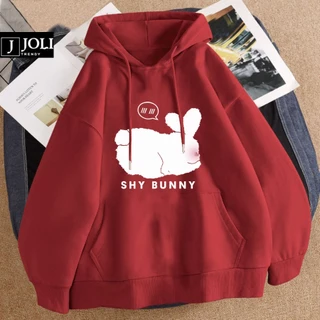 Áo Hoodie Thỏ Shy Nam Nữ By JOLI Unisex Chất Nỉ Lót Bông Mũ 2 Lớp Form Rộng