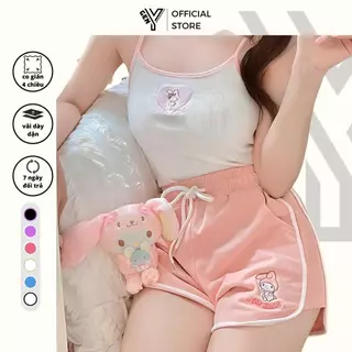 Quần shorts nữ mặc nhà thêu họa tiết cute nhiều màu chất vải mềm mại thoáng mát D5