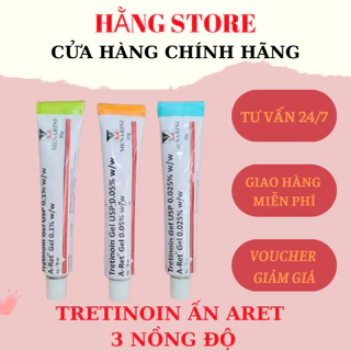 Gel giảm mụn mờ thâm nám trẻ hóa Tretinoin USP Aret 0.025% - 0,05% - 0,1% hàng chính hãng Ấn Độ