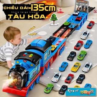 Đồ Chơi Tàu Hỏa Thomas Train Vận Chuyển Xe Hot Wheels Ôtô Cỡ Lớn Biến Hình Đường Đua Tốc Độ Tặng Kèm 6 Xe Con