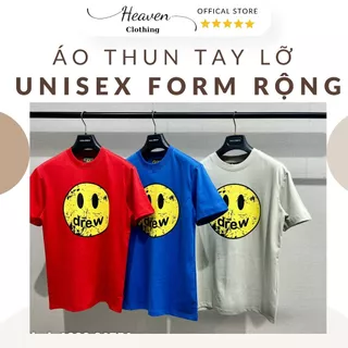 Áo thun tay lỡ Unisex form rộng - in hình Drew mặt cười, chất vải 100%Cotton co giãn 2 siê thoáng mát - Heaven Clothing