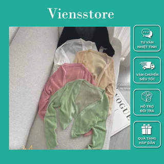 Áo khoác len nữ tay dài, áo khoác len croptop mỏng cá tính VIENS STORE