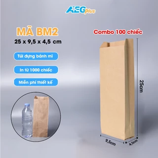 100 chiếc Túi giấy Kraft đựng bánh mì mã BM2 dùng đựng bánh mì truyền thống, bánh chuối chiên, bánh bao, đồ ăn vặt,...