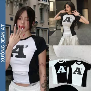 Áo Thun Baby Tee Chữ A Tôn Dáng Siêu Đẹp, Áo Thun Tay Ngắn Kiểu Raglan Dáng Ôm Phong Cách Thể Thao Năng Động 634